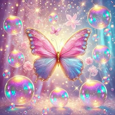 Diamond Art Kits for Adults Shiny Butterfly, DIY 5D Diamond Painting Kit for Beginners, Full Round Drill Gem Art Dots for Adults, Perfect for Home Wall Decor 14X14 Inch