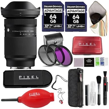Sigma 20-200mm f/3.5-6.3 DG Contemporary Lens Compatible with Sony E with Advanced Accessory and Travel Bundle | 796965 | 20-200mm Lens for Sony E