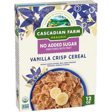 Cascadian Farm Organic Vanilla Crisp Cereal, No Added Sugar, 12 oz