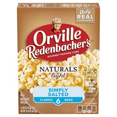 Orville Redenbacher’s Microwave Popcorn, Naturals Light Simply Salted Popcorn, 3g Fiber Per Serving, 2.7 oz., 6-Count