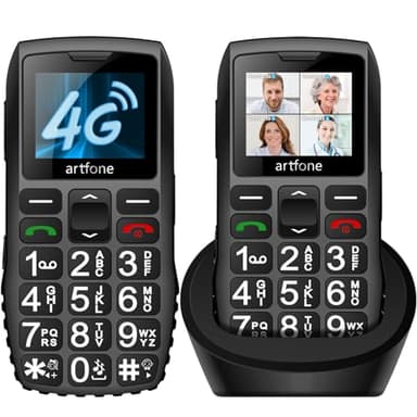 artfone C1+4G LTE Big Buttons Cell Phone for Seniors丨Unlocked Phones with SOS Button丨Talking Clock丨Bluetooth丨Charging Station丨Dumb Phone丨Loud Speaker丨Speed Dial丨Large Font丨1800mAh丨T-Mobile - Black