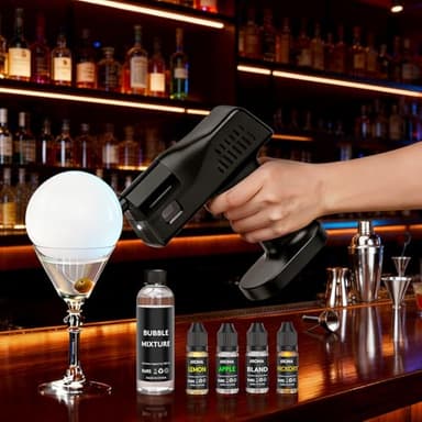 RAYBYLAND Cocktail Bubble Smoke Gun, 5000mAh Rechargeable Electric Handheld Smoker Kit with 4 Flavor Aroma Oils & Edible Bubble Solution for Drinks, Bar, Home Party, Restaurant - Gifts for Men