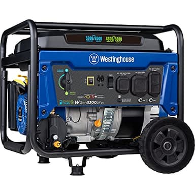 Westinghouse 6500 Watt Dual Fuel Home Backup Portable Generator, Transfer Switch Ready 30A Outlet, RV Ready 30A Outlet, CO Sensor