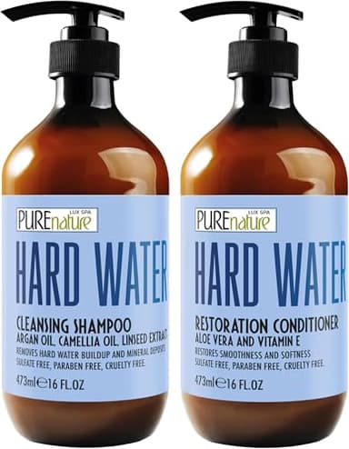 Hard Water Shampoo and Conditioner Set - Sulfate Free and Paraben Free Chelating Action - Moisturizing Professional Formula for Women and Men - Hydrating Swim Safe Formula - 16 Fl Oz (Set of 2)