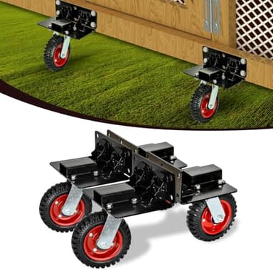 TOPOWN Chicken Tractor Mobility with Wheels Lift Kit Set of 4, Chicken Coop Wheel Kit Heavy Duty with Caster Wheels, Chicken Run Wheel System Fit for Large or Small Hen House
