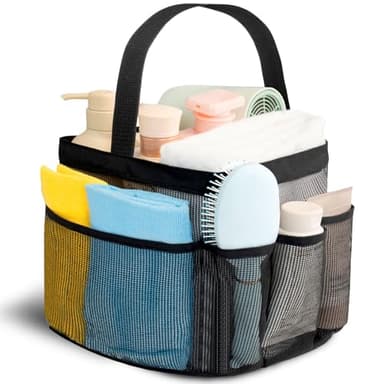 Mesh Shower Caddy Portable for College Dorm Room Essentials for Girls with 9 Pockets,Large-Capacity Shower Basket,Quick Dry Toiletry Tote Bag for Women,Outdoor Gym,Travel,Swim,Beach Camping Essentials