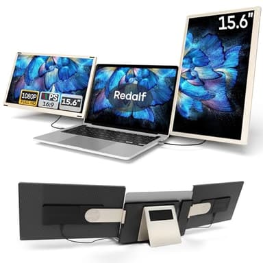 Laptop Screen Extender, 15.6'' 1080P FHD Laptop Monitor Extender with 235°Rotation Detachable Dual Monitor, Plug & Play, Triple Screen for 13"-17.3" Laptops Compatible with Mac/Wins/Android/Dex