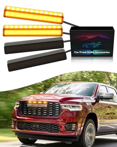 OKLSG LED Grill Lights for Dodge Ram 2025 2024-2019 Grille Raptor Lights Ram 1500 2500 3500 Accessories Front Grille Trims,4pcs (Yellow)