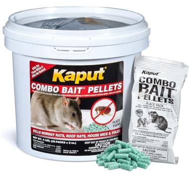 KAPUT Mouse, Rat & Vole Combo Bait Pellets - Kills Rodents and Their Fleas! | (32 x 2oz Place Packs)