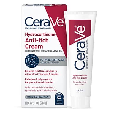 CeraVe 1% Hydrocortisone Anti-Itch Cream, Fragrance-Free Relief for Eczema-Prone & Dry Skin, 1 Ounce