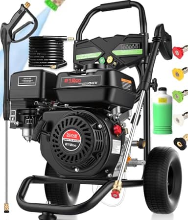 4200PSI Pressure Washer 4.0GPM Gas Power Washer 212CC Gas Powered Washing Machine Commercial High Pressure Washer with 25ft Hose&5 Nozzles for Patio Garden Yard Vehicle,EPA/CARB/ETL (Black)