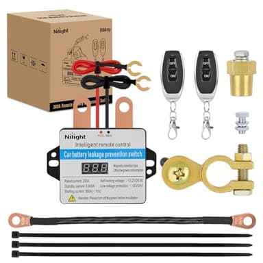 Nilight Remote Battery Disconnect Switch 12V 24V 360A Car Smart Anti-Theft Kill Switches Upgrade Prevent Power Drain with Wireless Remote Control Relay Fobs Voltmeter Display for Auto Truck RV Boat
