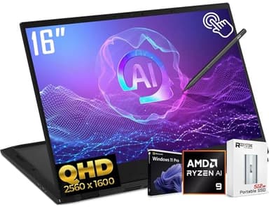 MSI Summit A16 2-in-1 AI Copilot+ PC Business Laptop,16" QHD+ 2560 x 1600 165Hz Touchscreen, AMD Ryzen AI 9 365, 32GB LPDDR5X, 2TB SSD, AMD Radeon 880M, WiFi 7, Fingerprint, Win11 PRO, W/512GB PSD