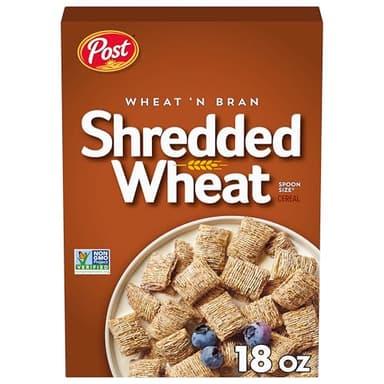 Post Wheat n Bran® Shredded Wheat, Breakfast Cereal, Excellent Source of Fiber, Kosher 18 Ounce – 1 count
