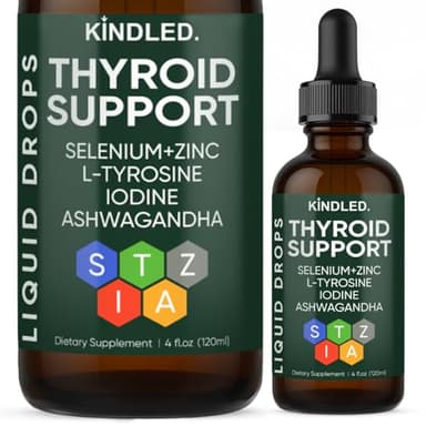 Kindled Thyroid Support Drops | Liquid Drops with Selenium, Zinc & L-Tyrosine, Iodine, Ashwagandha | kindled Thyroid Support, Daily Support – 4 fl.oz (120mL)