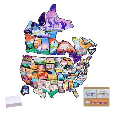 RV State Travel Map Sticker, 11 ⅘“ x 15 ¾” Visited States & Provinces Sticker Decals for Outdoors & Indoors- Road Trip Map of USA & Canada - Waterproof, Fade-Resistant, for Door or Wall