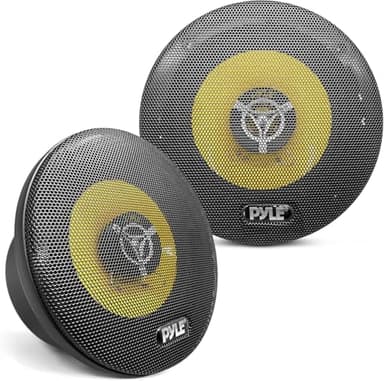 Pyle Car Three Way Speaker System - Pro 6.5 Inch 280 Watt 4 Ohm Mid Tweeter Component Audio Sound Speakers For Car Stereo w/ 40 Oz Magnet, 2.25” Mount Depth Fits Standard OEM - Pyle PLG6.3 (Pair),Yellow/Black