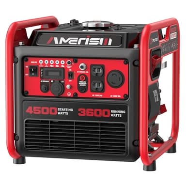 AMERISUN 4500W Inverter Generator, Portable Gas Powered, 223cc 4-Stroke Engine, Quiet, Eco Mode, CO Sensor, Parallel Ready, 120V 30A RV Outlet, Home Backup & Camping Power