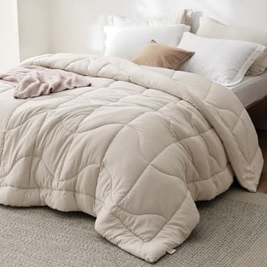 Bedsure King Comforter - Comforter King Size for All Season, Ultra-Soft Down Alternative & Prewashed Duvet Insert with 4 Tabs - Machine Washable, Linen, 90x102 Inches
