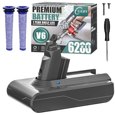 EGR Upgrade 21.6V V6 Battery Replacement Compatible with Dyson V6 Animal/Absolute/Motorhead/Fluffy DC58 DC59 DC61 DC62 DC72 DC74 SV03 SV04 SV05 SV06 Cordless Vacuum Cleaner. (Not Fit V7, V8)