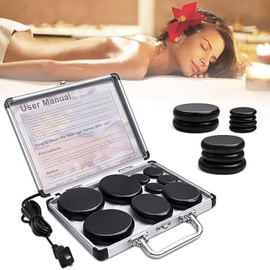 Primachen Hot Stones Massage Warmer Kit, 9Pcs Hot Stones Massage Set Portable Hot Stone with Heater, Hot Rocks Basalt Massage Stones for Home Spa Warming Therapy Relaxing
