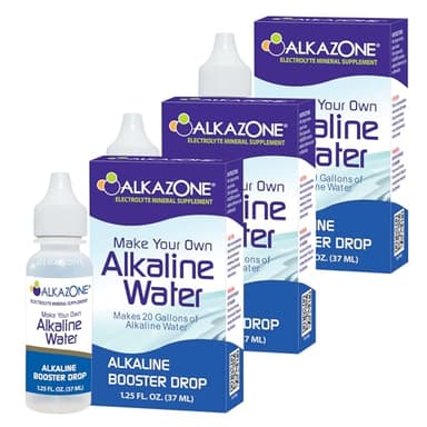 Alkazone Make Your Own Alkaline Water | 1 Pack Makes 20 Gallon | Alkaline Booster Drop | 3 Pack 1.25 Oz