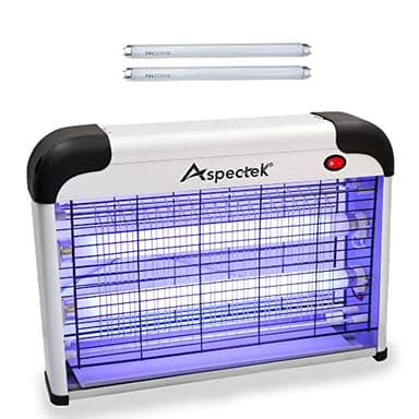 ASPECTEK Insect Killer, Bug Zapper, Powerful 20W Electronic Indoor Fly Zapper for Mosquito, Fungus Gnat, Asian Beetle, Moth, Flying Pests - Indoor Use, Includes 2-Pack Replacement Bulbs