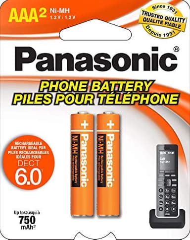 Panasonic HHR4DPA Genuine AAA NiMH Rechargeable Batteries for DECT Cordless Phones, 2 Pack,Orange