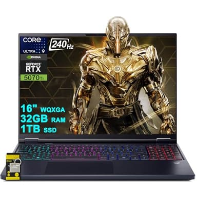 acer Predator Helios Neo 16S AI Gaming Laptop 16" 2560x1600 OLED 240Hz (100% DCI-P3) Intel 24-core Ultra 9 275HX 32GB RAM 1TB SSD GeForce RTX 5070 Ti DLSS4 (Up to 992 AI Tops) Win11 ICP Hub