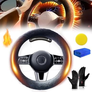 Heated Steering Wheel Cover,2025 Upgrade Heated Steering Wheel Cover Wireless Rechargeable,Steering Wheel Cover Heated for Winter,15 inch Warm Steering Wheel Cover,for Car SUV (D Shape(-20℃ to 0℃))