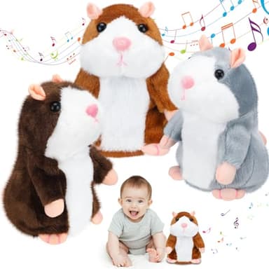 Motionchic 3 Pcs Talking Hamster Repeats What You Say Interactive Stuffed Plush Animal Hamster Toys Talking Mouse Toys for Kids Birthday Wedding Graduation Gifts Boys Girls Early Learning