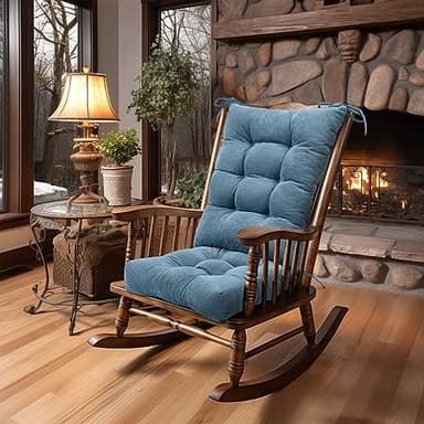 Lokex Rocking Chair Cushion Only,Tufted Non-Slip Comfortable Rocking Chair Cushions Indoor with Ties,Striped Rocking Chair Pads