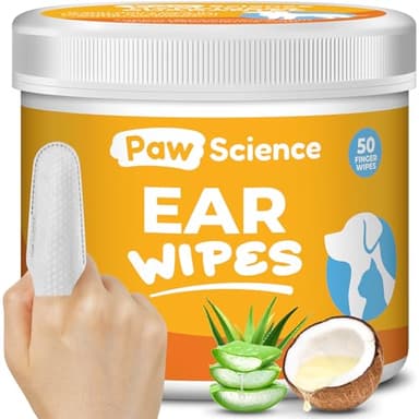 Paw Science Dog Ear Cleaner Wipes – Finger Wipes for Dogs – Cleaning, Soothing, and Deodorizing Itchy Ears – Pet Ear Relief Solution - Coconut Scent
