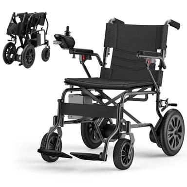 Electric Wheelchair for Adults, 15+ Miles Motorized Wheelchairs for Seniors,Foldable Power Wheelchair with Flashlight 350 lbs Weight Capacity for Travel Home Outdoor Electric Wheelchair LED (Black)