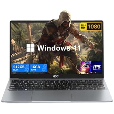 2026 Laptop, Intel Quad-Core Processor (up to 3.6GHZ)16GB DDR4 RAM 512GB SSD, 15.6 Inch FHD IPS Display, Windows 11, Metal Shell, 5000mAh Battery, USB3.2, Portable Laptops Computer for Business Office