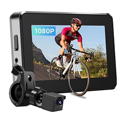 Bike Camera Rechargeable Battery 360° Rotation - Color Night Vision 3 Mins Easy Installation Wide View Handlebar 4.3'' HD 1080P Monitor Bicycle Rear View Camera for Mountain Ebike Wankskey