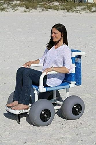 Beach Wheelchair with 12" Balloon Tires for Soft Sand – Portable, Easily Disassembles for Transport – Includes Carry Bag – WC-1 by Fields Outdoor Supplies