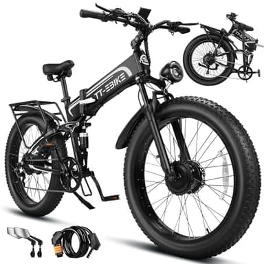 MTRSUE 6000W/5000W Dual Motor Electric Bike for Adults 42MPH 60V 30A, 26x4 Fat Tire All Terrain Ebikes, Full Suspension E Bike, SHM 7-Speed Gear Electric Bicycle (6000W60V30A 42MPH)