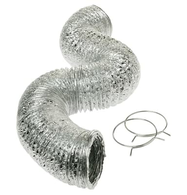 GE Flexible 4-Ply Aluminum Clothes Dryer Vent Duct 4 inch 8 feet with Clamps, UL Approved, OEM, PM8X73