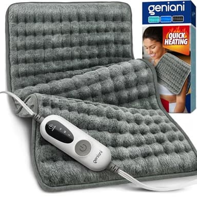 GENIANI Electric Heating Pad for Back Pain & Cramps Relief, Electric Throw, Auto Shut Off, Machine Washable, Moist Heat Pad for Neck & Shoulder - Mother’s Day Gifts for Her Him, Extra Large 24x12