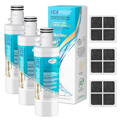 ICEPURE Alkaline LT1000PC Refrigerator Water Filter and Air Filter Replacement for LG LT1000P/PC/PCS, Kenmore 9980, ADQ74793501 ADQ74793502 ADQ747935 MDJ6484460 LT1000, Enhances PH, 3 Combo