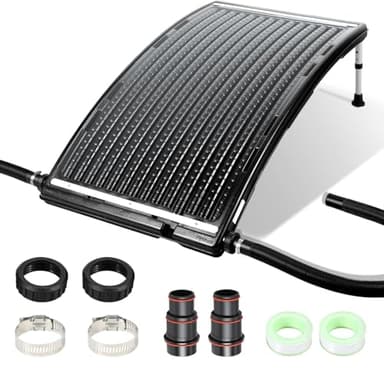 Fuairmee Upgraded Solar Pool Heater, Solar Pool Heater for Above Ground Pool, Thickened Panel 113x69 cm, Solar Heater for Above Ground Pool, Includes 2 Adapters, 2 Hoses & Clamps, 2 Plumbers Tapes