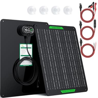 SUNER POWER Waterproof 20W 12V Solar Battery Charger & Maintainer PRO, Built-in UltraSmart MPPT Charge Controller, 12 Volt Solar Panel Trickle Charging Kits for Car Automotive Boat Marine RV Trailer