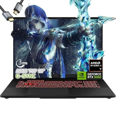 ASUS TUF A18 Gaming Laptop - AMD Ryzen 7 260 Beat i9-13905H - NVIDIA RTX 5060-32GB RAM -1TB SSD -18" WUXGA Display - RGB Backlit Keyboard -Windows 11 -FHD Camera -Gamer Creative Videao Editing