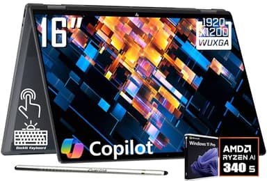 HP OmniBook X Flip (Next Gen Envy x360) 2 in 1 Touchscreen Laptop (16" FHD+, AMD Ryzen AI 5 340(> Intel i7-1355U), 16GB DDR5, 512GB SSD), AI Copilot+ PC for Creator, Designer, w/Stylus, Win 11 Pro