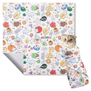 ondware 27.6In Self-Adhesive Cat Grooming Wrap, Anti-Escape Cat Restraint for Nail Clipping, Cat Swaddle Wrapping Cloth for Pet Cleaning & Beauty, for Cats up to 15lbs, Cat Gifts