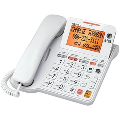 AT&T CL4940 Corded Standard Phone with Answering System and Backlit Display, White