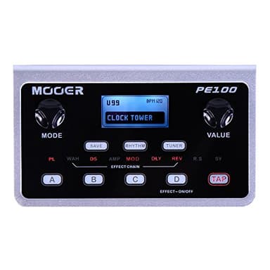 MOOER PE100 Portable Depstop Guitar Multi Effects Headphone Amp Pedal Practice Tool with Drum Machine, TAP Tempo