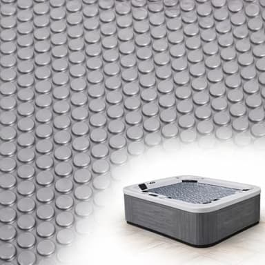 Hot Tub Bubble Blanket - 8 x 8 FT 16-Mil Square Pool Spa Solar Cover | Heavy Duty Floating Heat Retaining Thermal Blanket for Insulating Solar Heating （Gray）