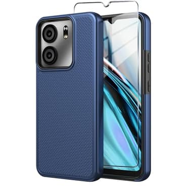 Mocotto for BLU View 5 Phone Case with Tempered Glass Screen Protector,Dual Layer Heavy Duty Shockproof Protection Phone Case Cover for BLU View 5 (Blue)